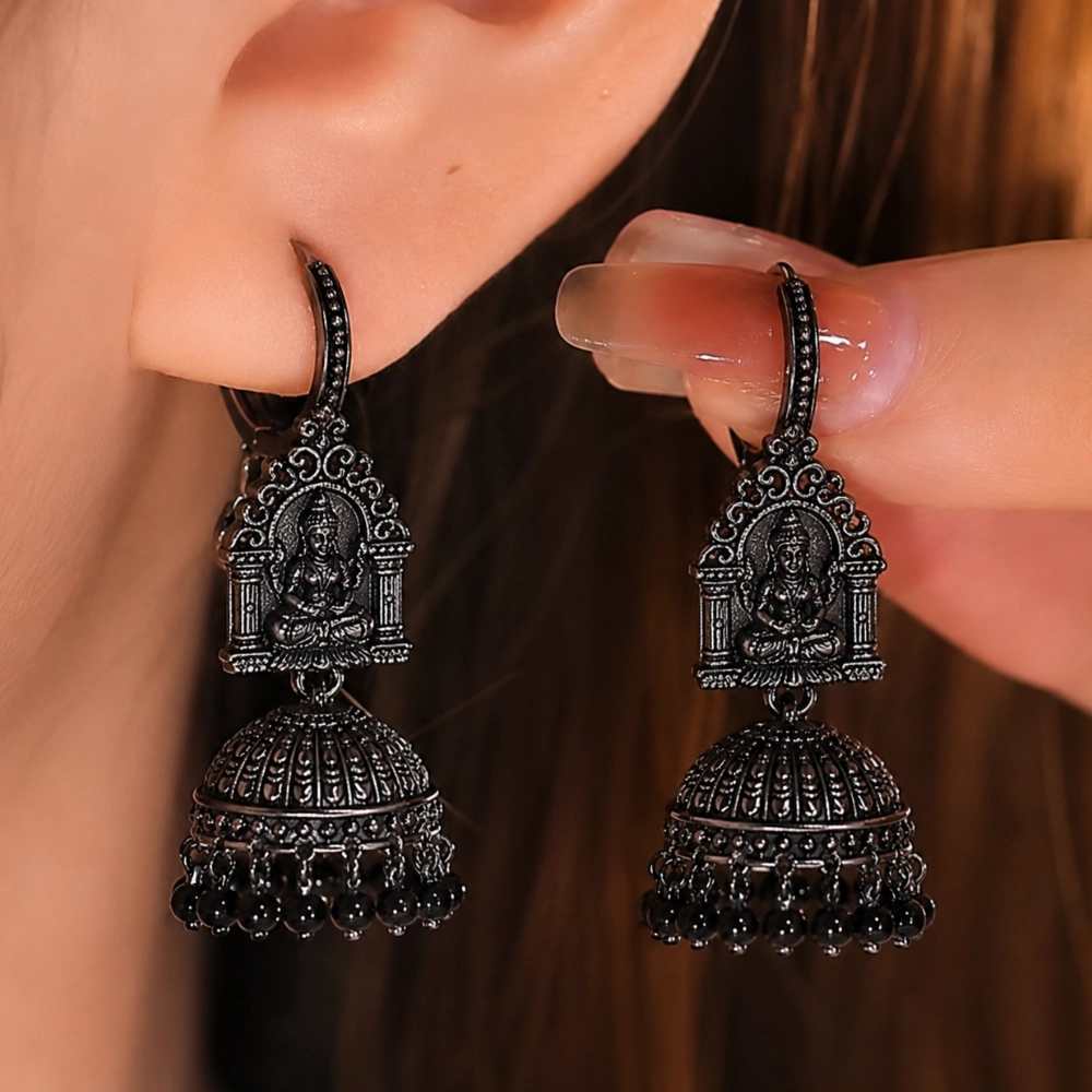 The Lakshmi Antique Oxidized Jhumkas
